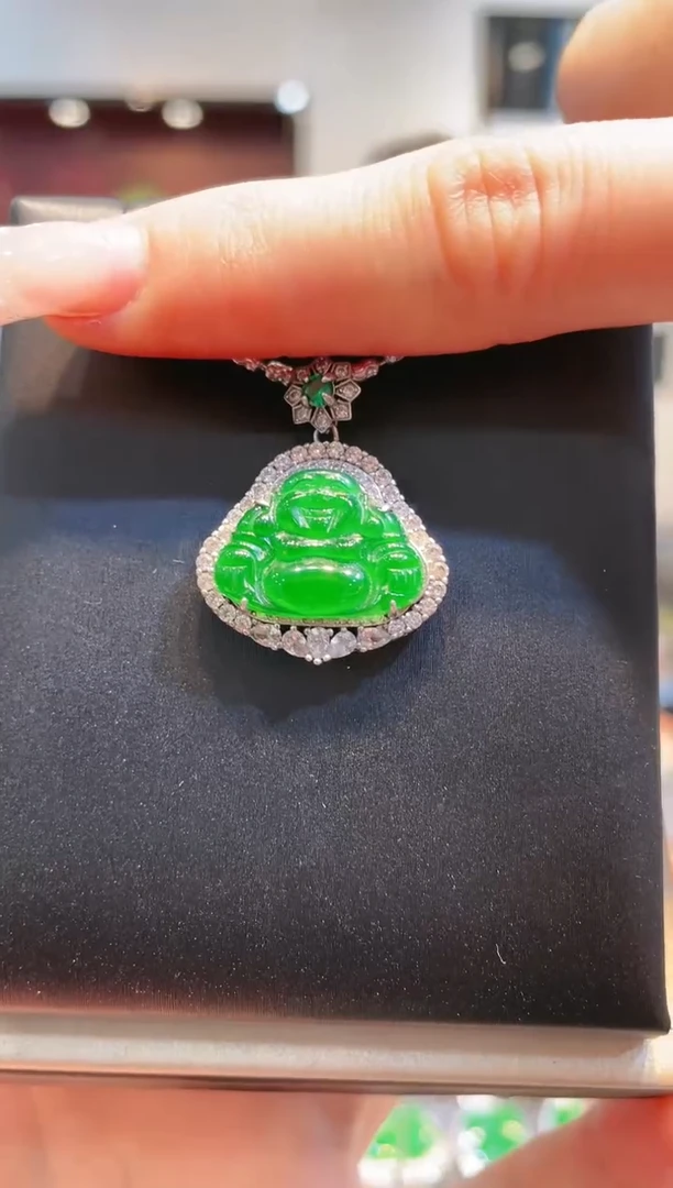 【闪购商品】翡翠颈饰银S925镶嵌A10天然A货翡翠吊坠（不含链）