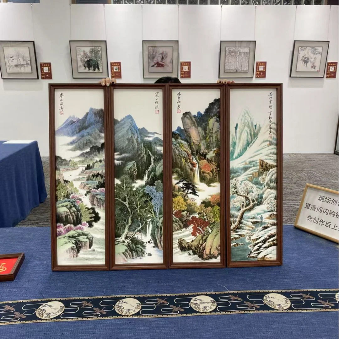 23*73竖幅//四季春夏秋冬+吉祥如意/周作光（带框）