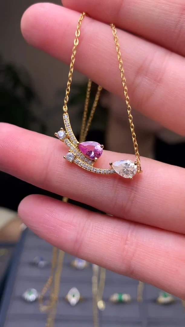 颈饰蓝宝石银S925镶嵌项链