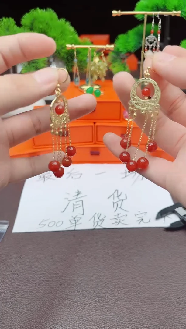 【闪购商品】南红玛瑙耳饰银S925镶嵌231000