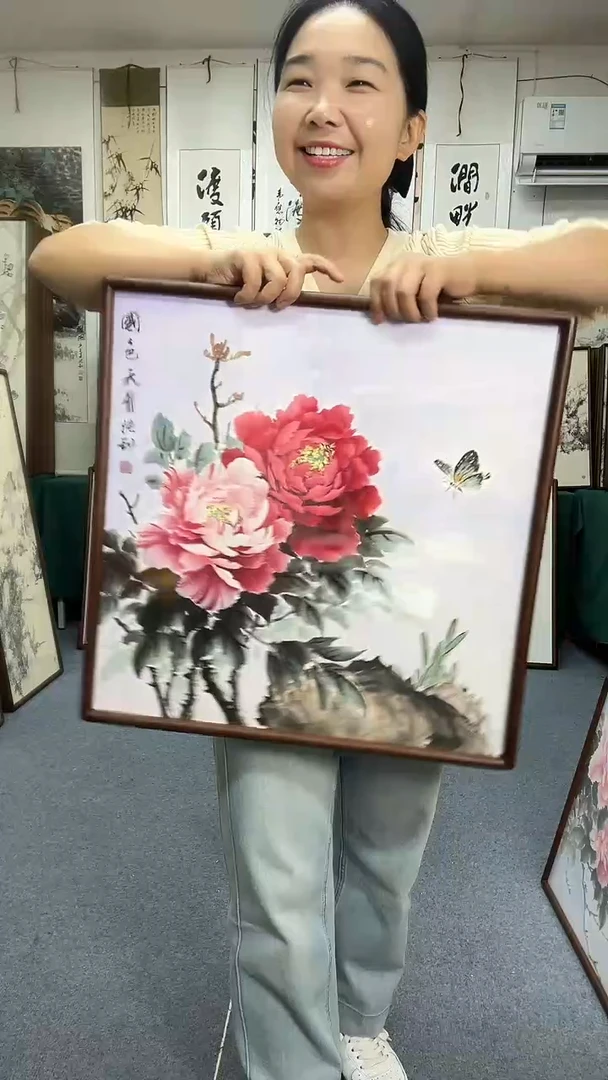 国画52*52实木画框京东包邮手绘