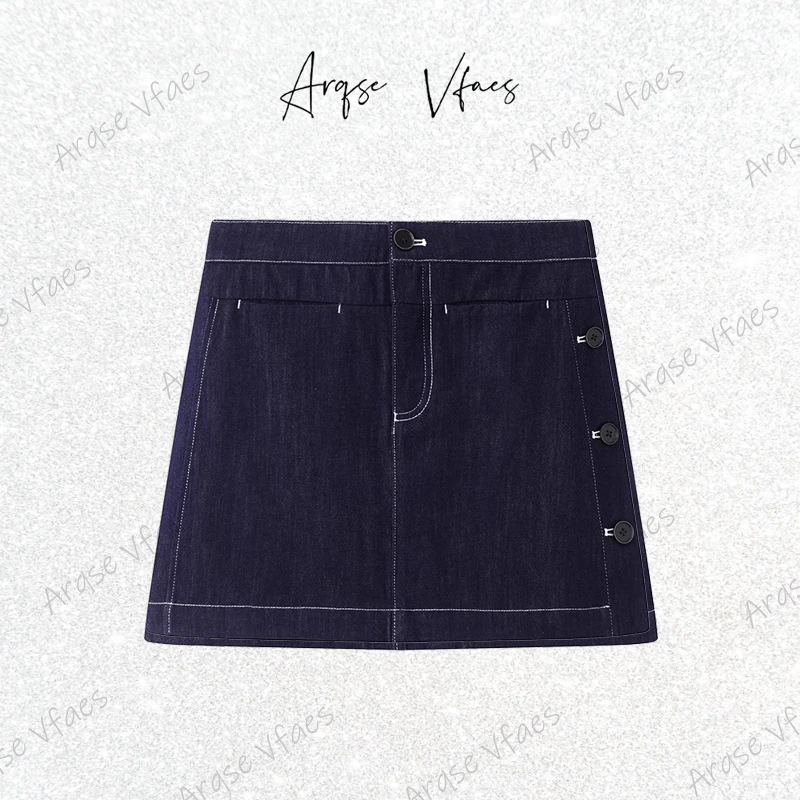 [ARQSEVFAES正品]—2025夏季休闲牛仔A字半身裙短裙女50513501