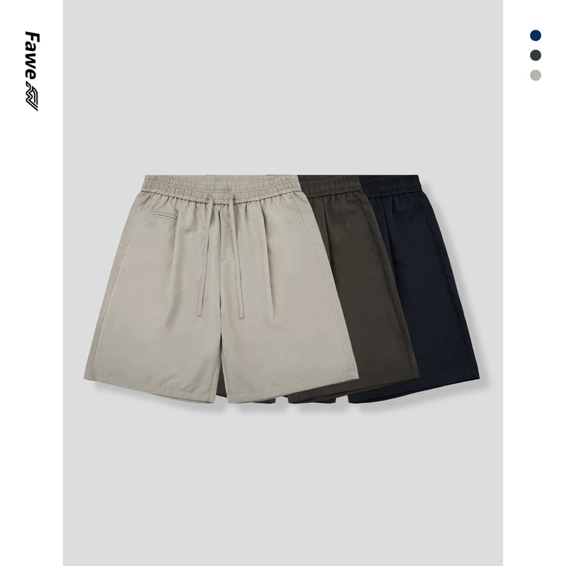 2025夏季新款男士纯色薄款系带松紧腰五分直筒短裤情侣款潮流ins
