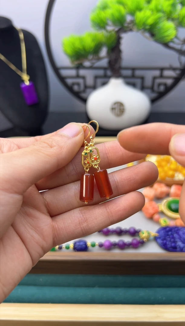 【闪购商品】南红玛瑙耳饰14K金镶嵌EEEEEEEE276