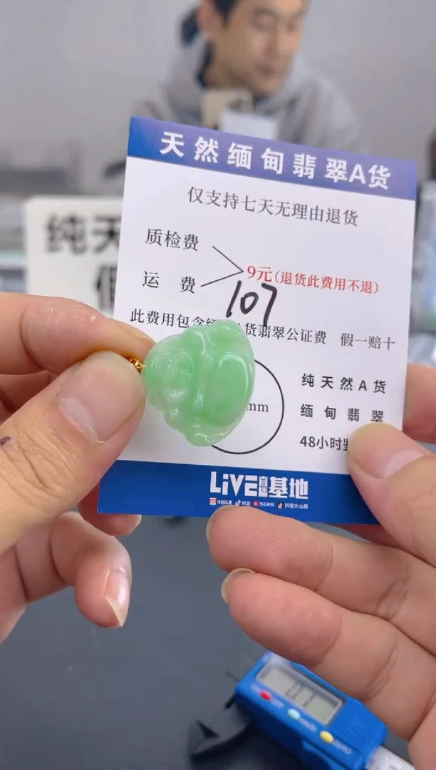 颈饰18K金镶嵌翡翠纯天然缅甸翡翠A货