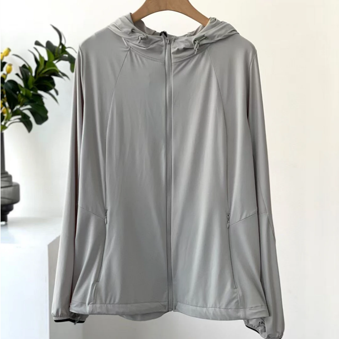 (脏污印染)夏季户外休闲女士凉感带弹带垂透气连帽防晒衣W24031