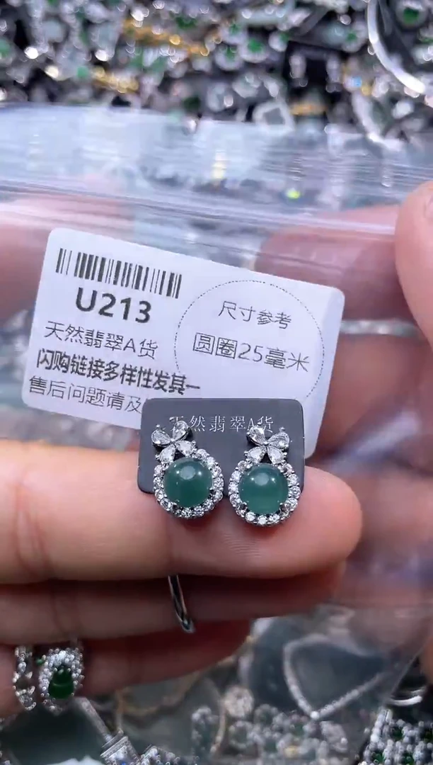【闪购商品】翡翠颈饰未镶嵌U213耳钉