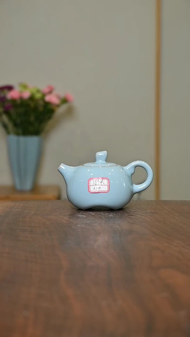 67#天青釉 四季纳福 微瑕 朱家汝窑款 190ml