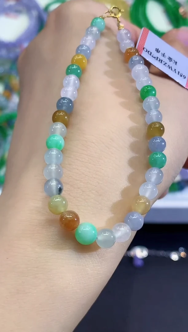 未镶嵌手串翡翠C16 紫货有色差