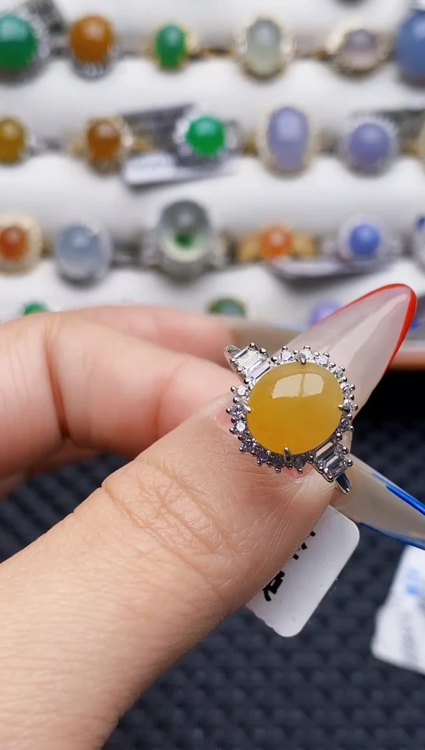 银S925镶嵌戒指翡翠5955