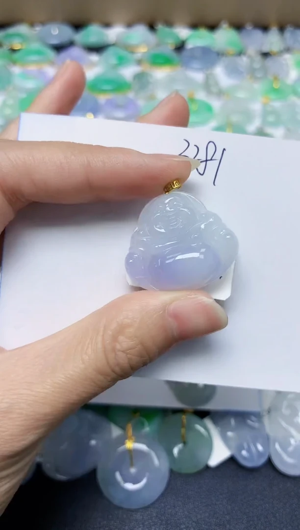 翡翠18K金镶嵌颈饰天然缅甸翡翠A货