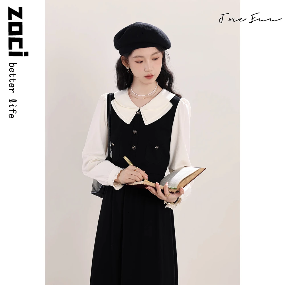 法式甜美假两件气质淑女裙子两件套装2025夏季显瘦通勤上衣半身裙