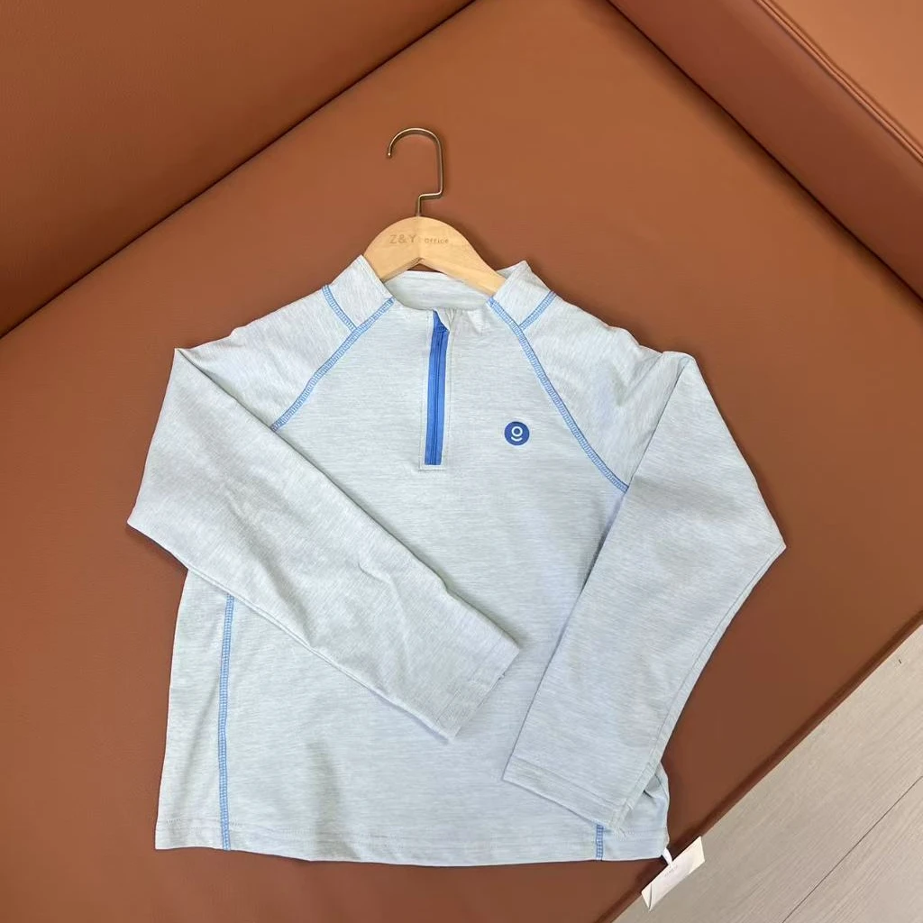 儿童半拉链速干长袖T恤2025春秋新男女童韩版休闲百搭上衣打底衣