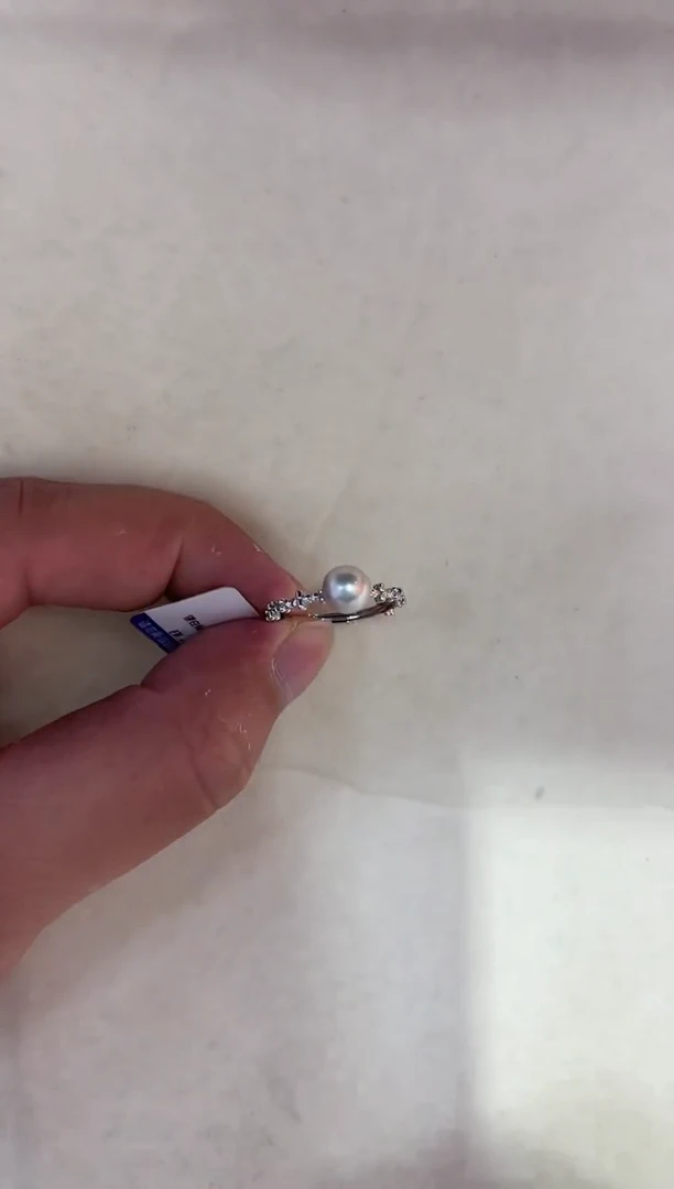 海水珍珠戒指银S925镶嵌非基地不带证书