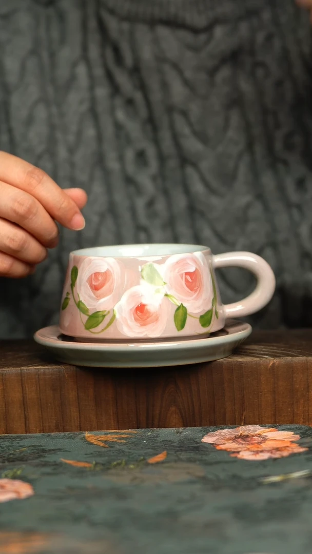 杯釉下彩手工手绘同款陶器