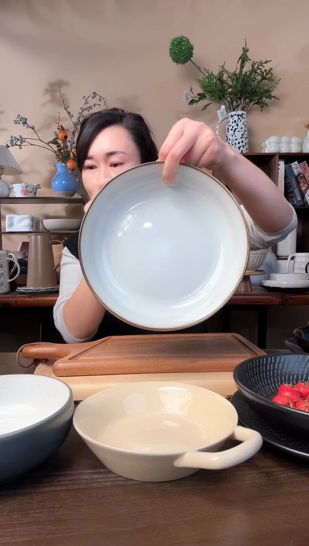 9英寸窑变深盘微瑕