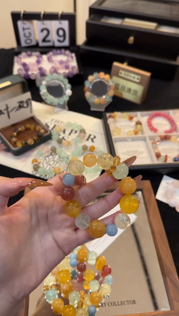 合金手链水晶橘子海大颗粒x3163