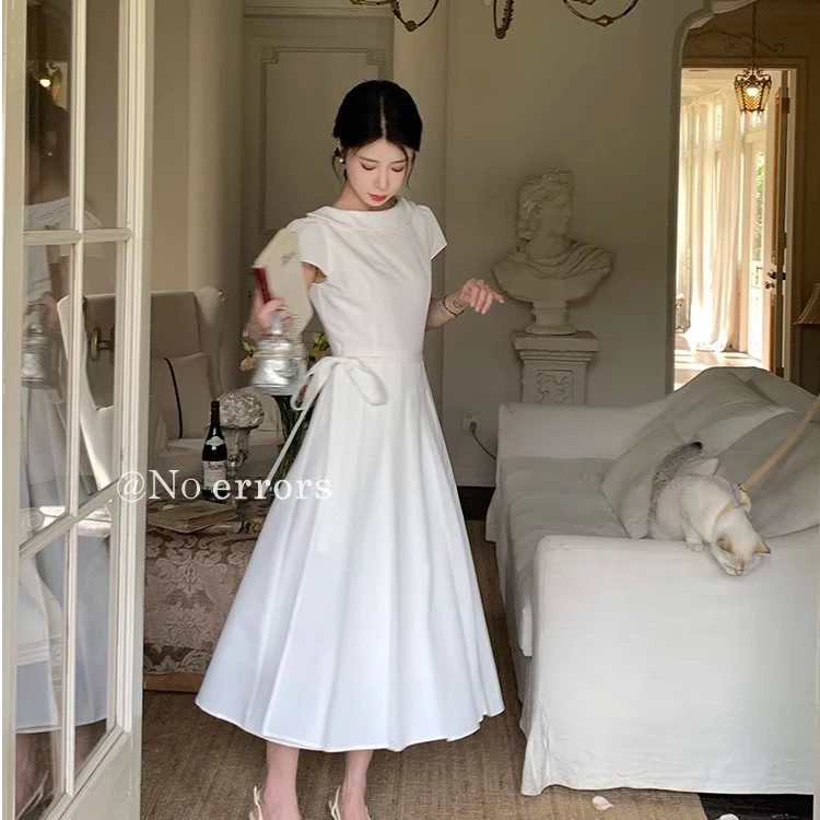 连衣裙礼服显瘦气质白色长裙法式收腰轻奢长款高腰夏季复古小众女