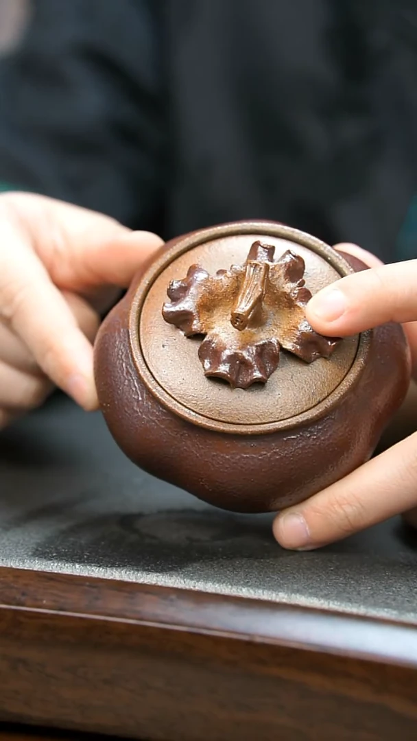 【闪购商品】紫砂茶壶柴烧柿子茶叶罐