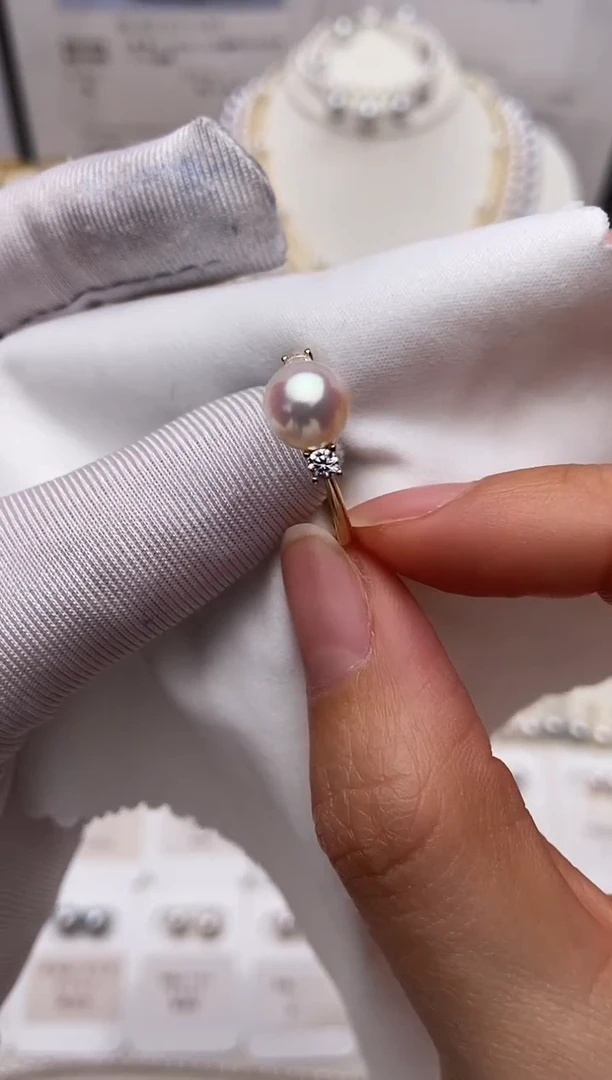 银S925镶嵌戒指海水珍珠福利戒指7.5-8