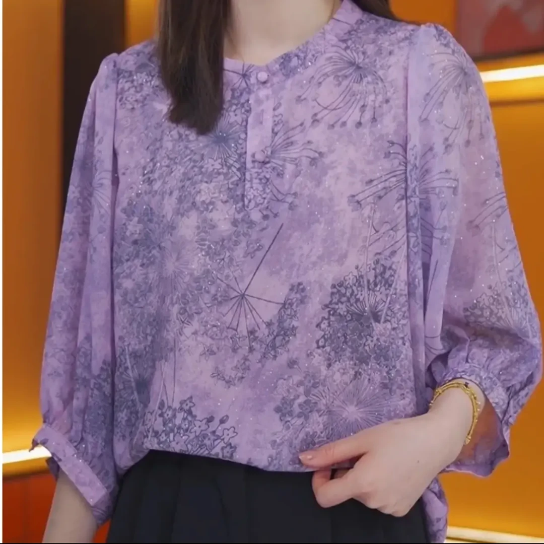 X【高品质】春夏季新款紫气东来设计师遮肉显瘦衬衣