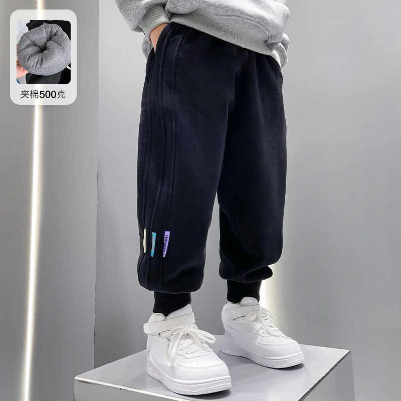 2024男童冬款上新中大童休闲裤潮酷加厚加绒裤子百搭帅气/KZW244M