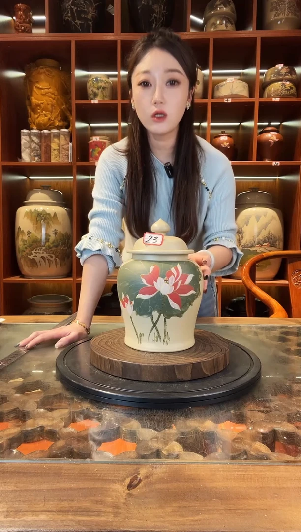 罐李正龙作品白泥小茶罐@23