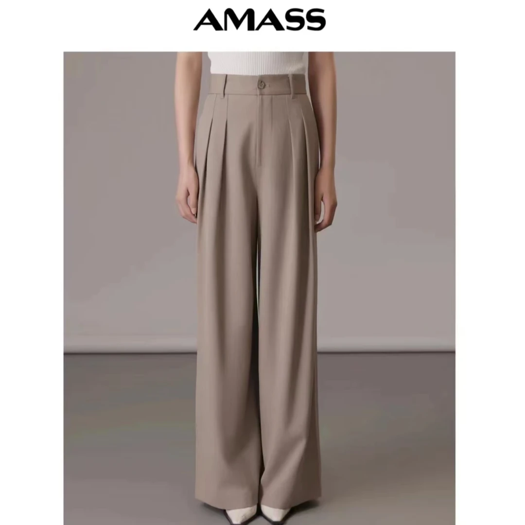 AMASS/阿玛施新款时尚百搭显瘦通勤垂感宽松西装直筒裤5100461