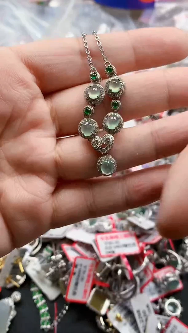 银S925镶嵌戒指翡翠天然A货缅甸翡翠