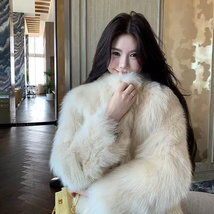 2024新款小香风立领宽松毛毛外套