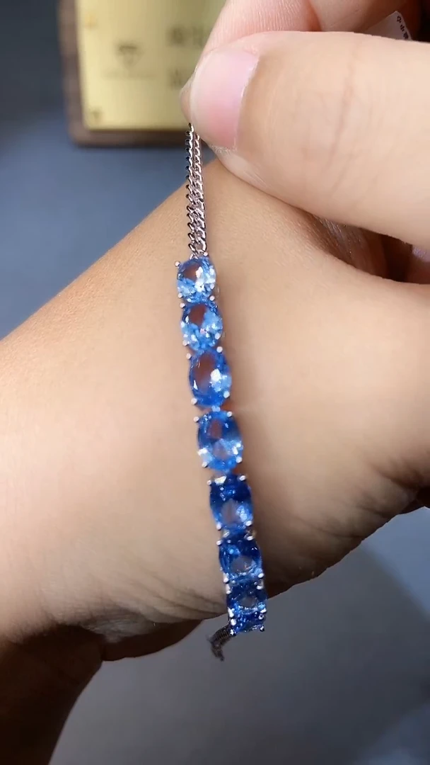 【闪购商品】海蓝宝石手链银S925镶嵌354