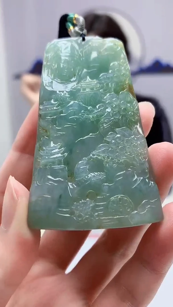 【闪购商品】定制翡翠未镶嵌4829zm-毛货挂件59山水