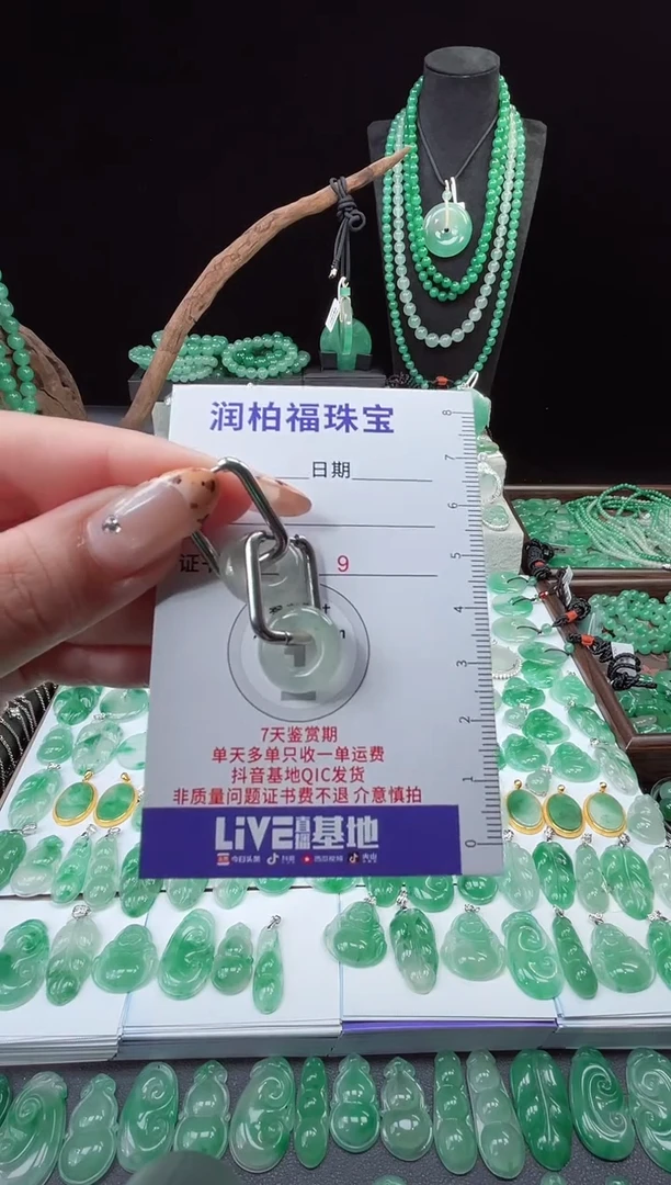 吊坠(赠链)未镶嵌石英质玉（非洲翠）24.23耳包