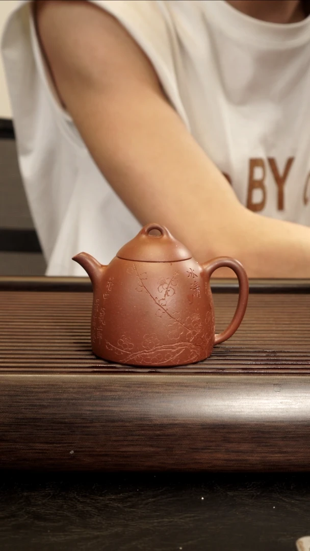 茶壶紫砂玉成窑版本秦权壶140cc刻绘版本