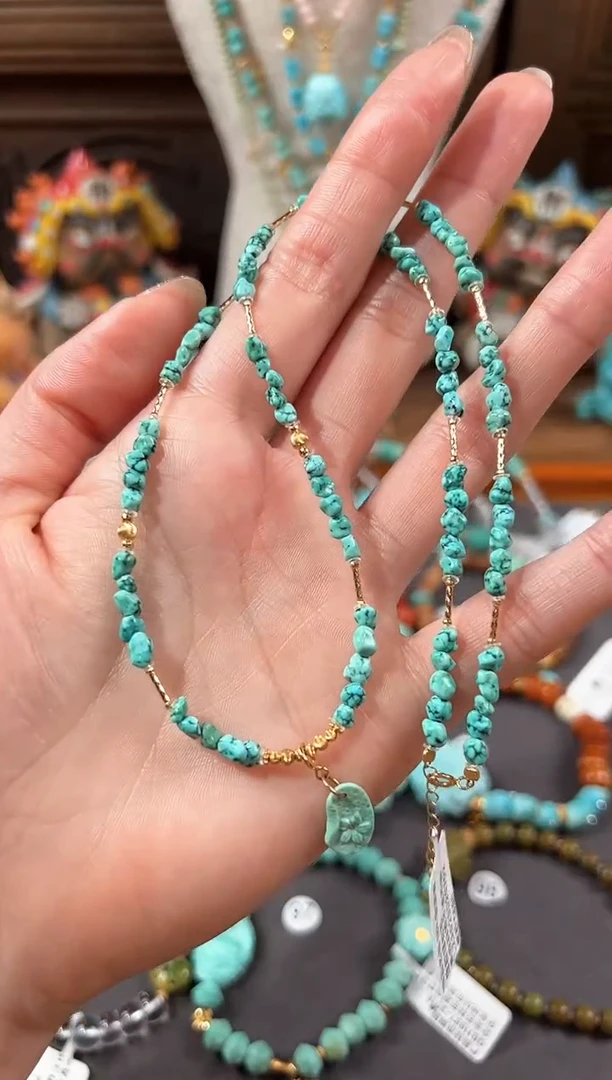 【闪购商品】绿松石颈饰18K金镶嵌绿松石项链
