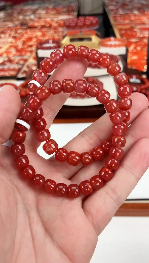 南红玛瑙瓦西老型手串8+未镶嵌（多样式发其一）