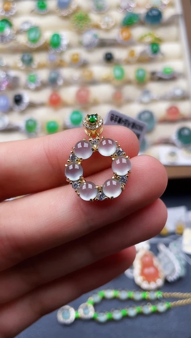 吊坠(不含链)银S925镶嵌翡翠46