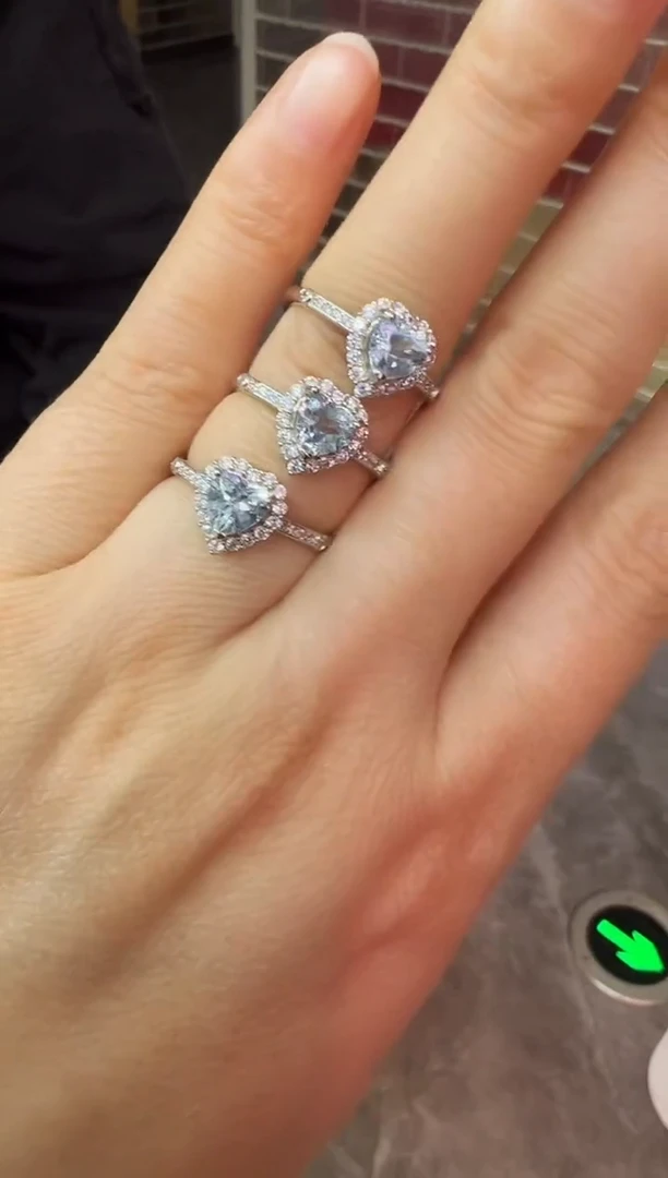 银S925镶嵌戒圈海蓝宝石1216m059多样性发其一