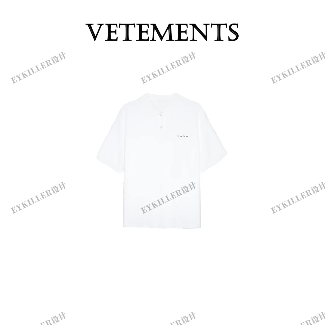 妹妹刺绣小标珠地网眼棉质POLO衫 tx0741