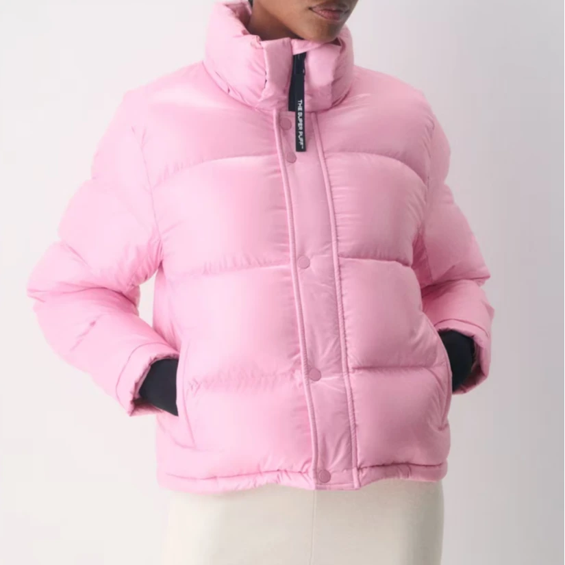 Aritzia  The Super Puff™ Shorty -Hi-Gloss 四格亮面连帽羽绒服