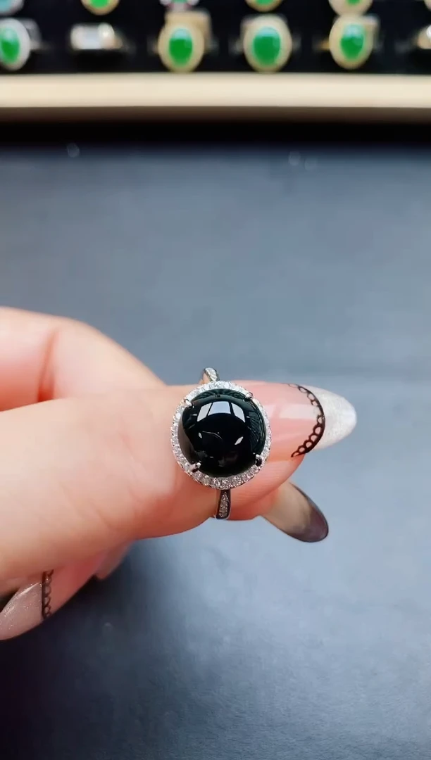 翡翠戒指银S925镶嵌850500