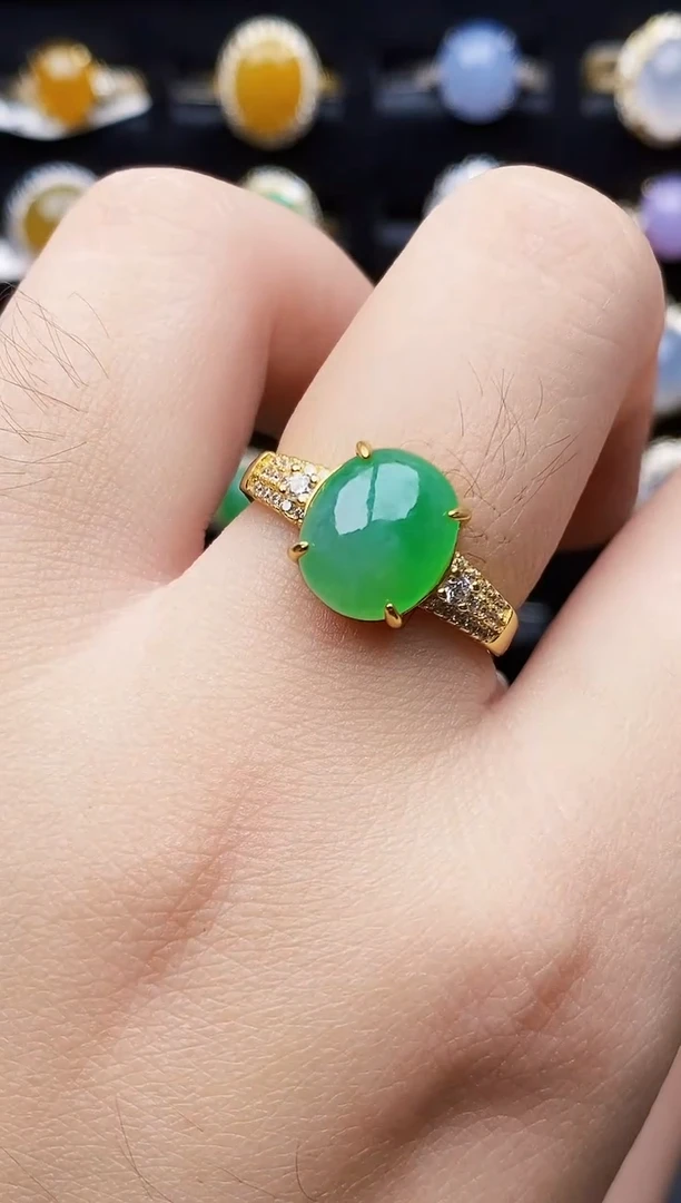 银S925镶嵌戒指翡翠8046