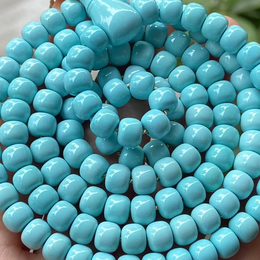 江龙原矿绿松石精选巴山料老型108佛手链男女配饰文玩