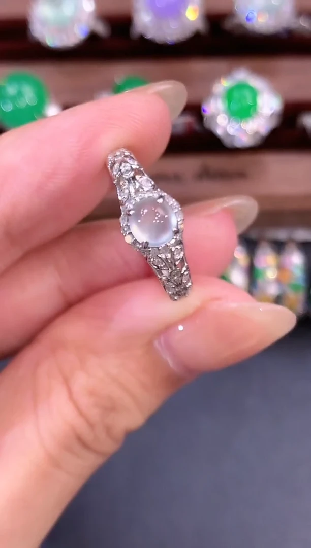 翡翠戒指18K金镶嵌a93多样性一件发货