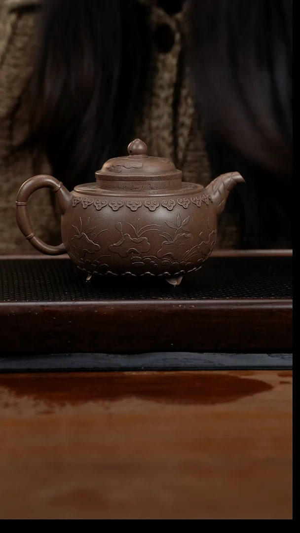 茶壶紫砂580cc黄龙山原矿段泥云肩如意9