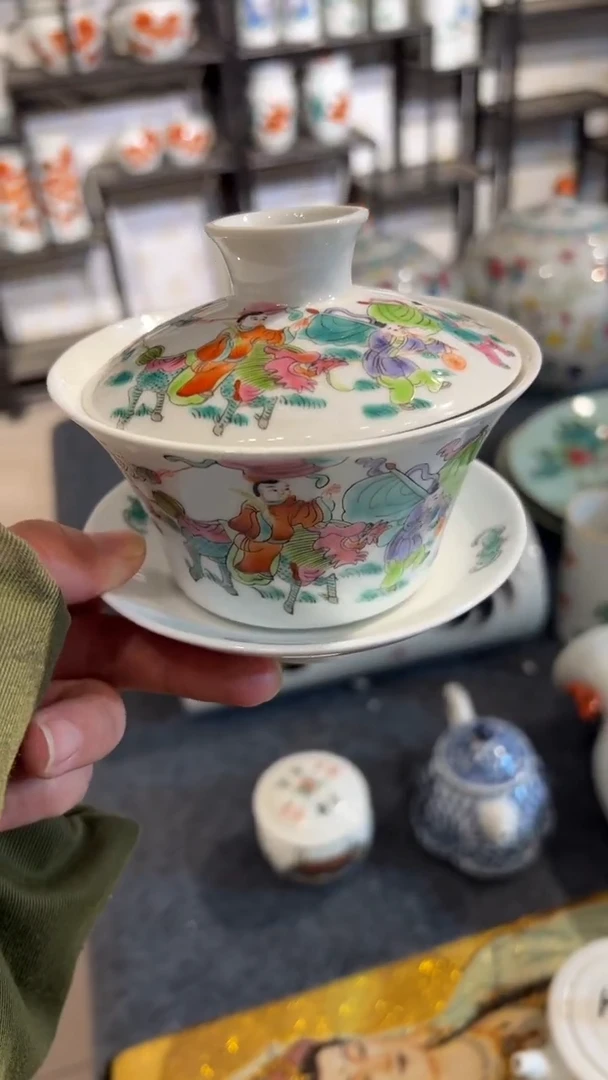 摆件瓷摆件瓷摆件人物盖碗