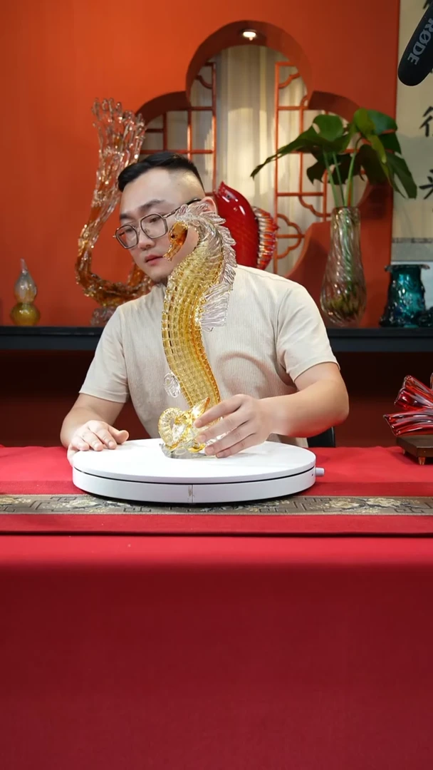 手工艺品琉璃金色海马
