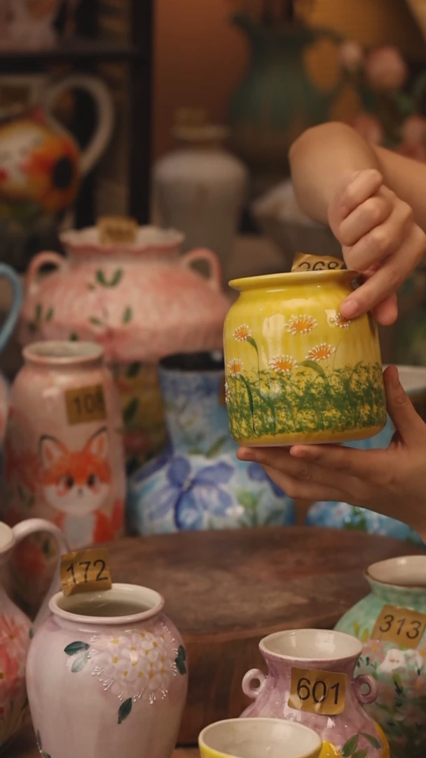 陶瓷268景德镇设计师手作花器摆件侘寂风