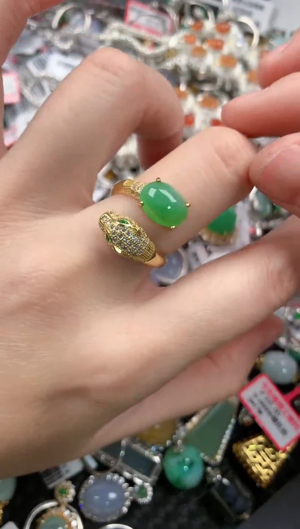 银S925镶嵌戒指翡翠777---8