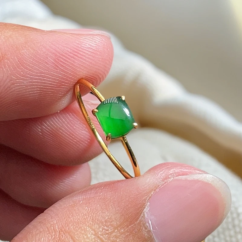 18K金天然翡翠A货-直臂马鞍戒指K黄780多样性发货只发一个
